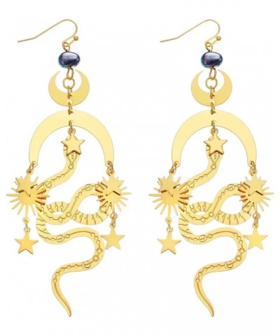 The Golden Snake Earrings, Hypoallergenic Wanderlust Jewelry Witchy Earrings gold-1 $9.38 Earrings