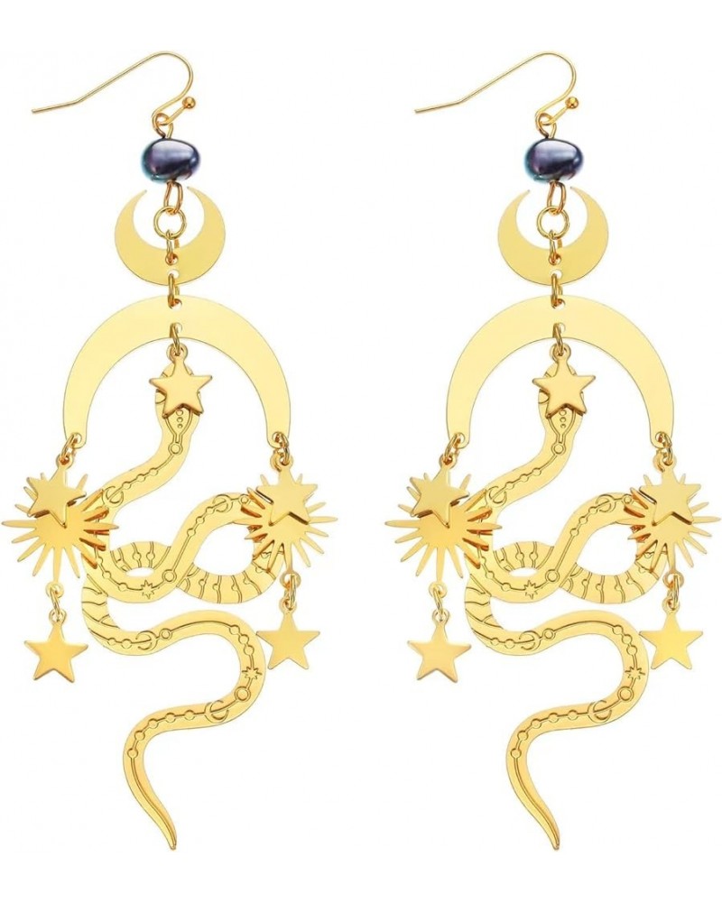 The Golden Snake Earrings, Hypoallergenic Wanderlust Jewelry Witchy Earrings gold-1 $9.38 Earrings