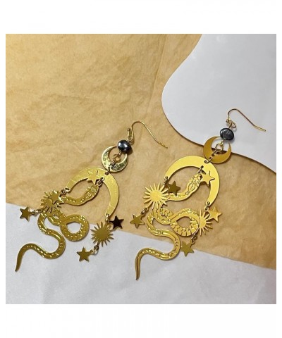 The Golden Snake Earrings, Hypoallergenic Wanderlust Jewelry Witchy Earrings gold-1 $9.38 Earrings