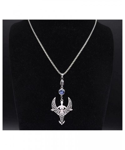 Moon Goddess Necklace Stainless Steel Womens Aine Ishtar Rhiannon Wicca Pagan Pendant Chain $13.19 Necklaces