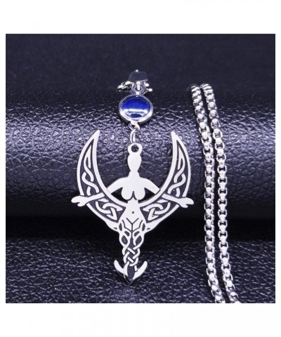 Moon Goddess Necklace Stainless Steel Womens Aine Ishtar Rhiannon Wicca Pagan Pendant Chain $13.19 Necklaces