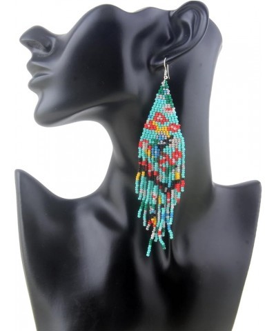 Long Beaded Tassel Earrings – Bohemian Flower Fringe Drop Earrings, Seed Bead Tribal Dangle Earrings, Pendientes De Borla for...