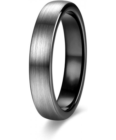 MZZJ Free Engraved Tungsten Carbide His Hers Couple Rings Brushed 6MM & 4MM Silver Black 2 Tone Domed Comfort Fit Engagement ...