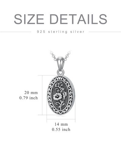 Birth Flower Photo Locket Necklace 925 Sterling Silver 12 Month Locket Necklace with Picture Birth Flower Photo Jewelry Gifts...