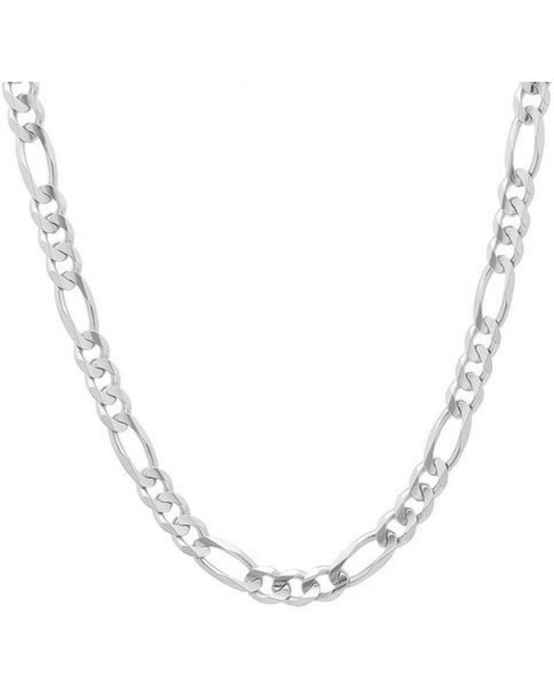 10K White Gold 2MM,2.3MM, 5.5MM Figaro 3+1 Link Chain Necklace - Size 14"-30 24 5.5MM, White $46.41 Others