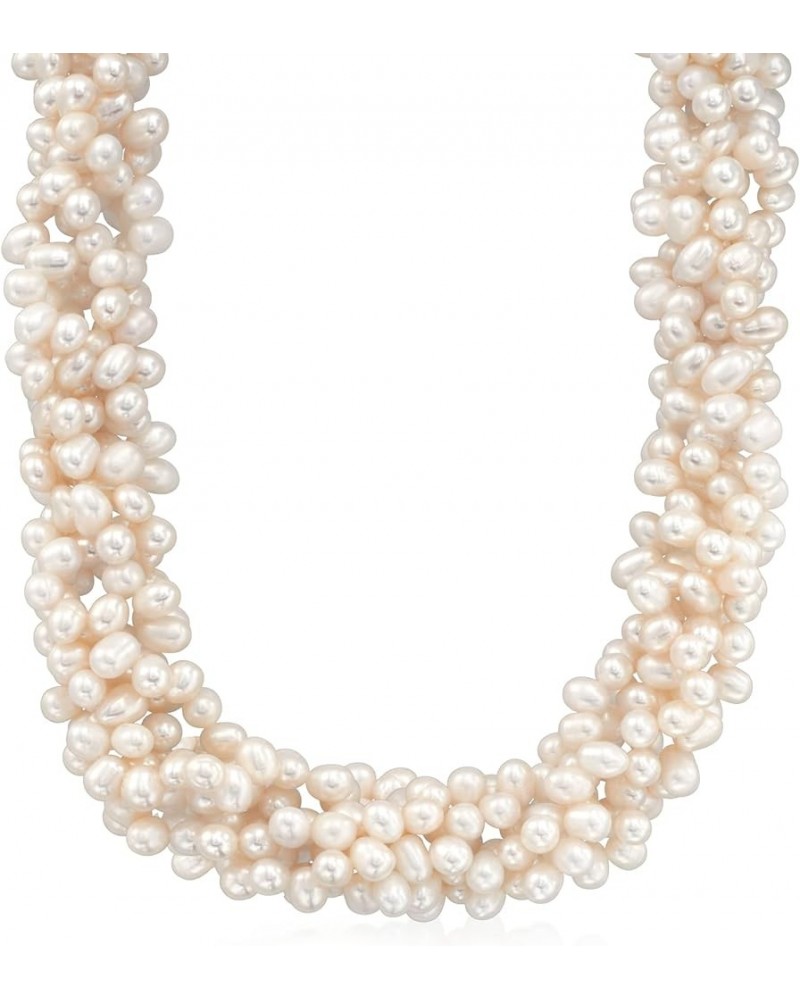 5-6mm Cultured Pearl Torsade Necklace With Sterling Silver 20.0 Inches $67.32 Necklaces