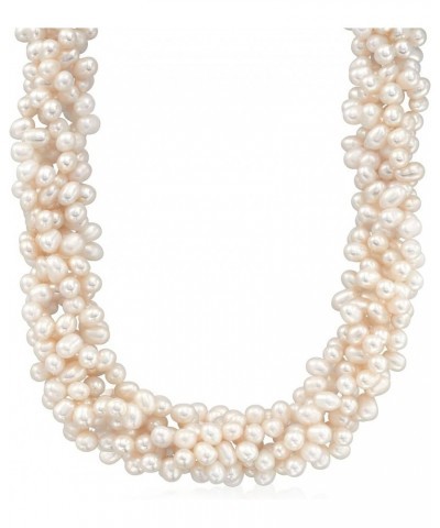 5-6mm Cultured Pearl Torsade Necklace With Sterling Silver 20.0 Inches $67.32 Necklaces