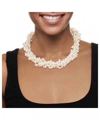 5-6mm Cultured Pearl Torsade Necklace With Sterling Silver 20.0 Inches $67.32 Necklaces