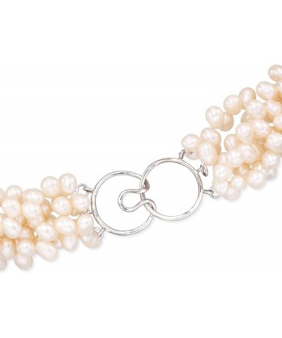 5-6mm Cultured Pearl Torsade Necklace With Sterling Silver 20.0 Inches $67.32 Necklaces