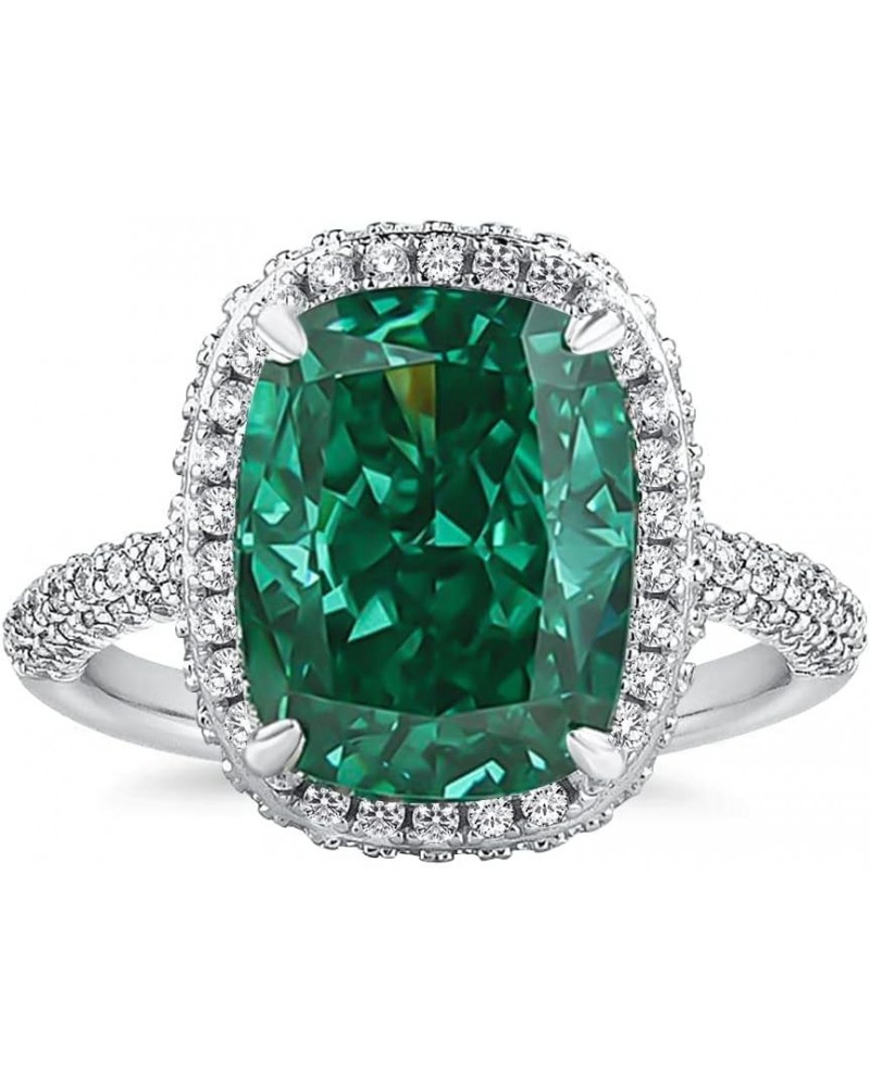 8.0ct Gorgeous Emerald Green Engagement Ring for Women,925 Sterling Silver Paraiba Tourmaline Cushion Cut Halo Promise Ring $...