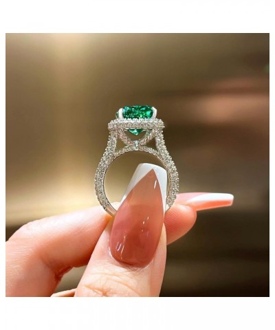 8.0ct Gorgeous Emerald Green Engagement Ring for Women,925 Sterling Silver Paraiba Tourmaline Cushion Cut Halo Promise Ring $...