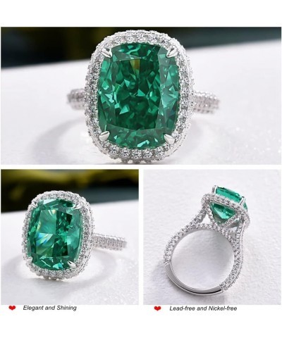 8.0ct Gorgeous Emerald Green Engagement Ring for Women,925 Sterling Silver Paraiba Tourmaline Cushion Cut Halo Promise Ring $...