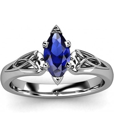 Charming Creation 3.00 Ct Marquise Cut Blue Sapphire Engagement Wedding Band Ring For Women's 14k White Gold Finish $38.75 Rings