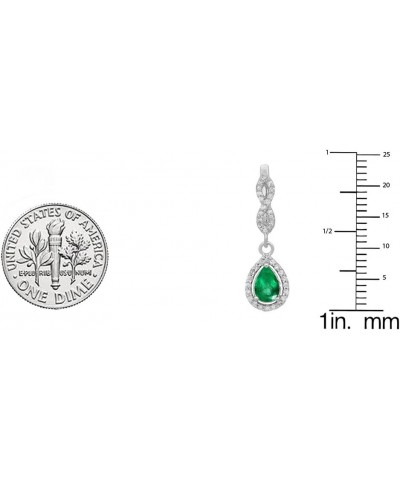 14K Each 7X5 MM Pear Gemstone & Round White Diamond Ladies Halo Teardrop Dangling Drop Earrings, White Gold Emerald $267.26 E...