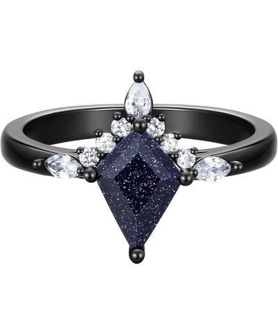 Black Women's Promise Ring with Blue Sandstone - Personalized Engraving Available Crown $23.97 Rings