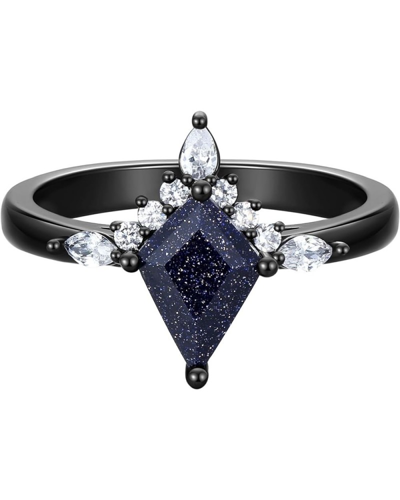 Black Women's Promise Ring with Blue Sandstone - Personalized Engraving Available Crown $23.97 Rings