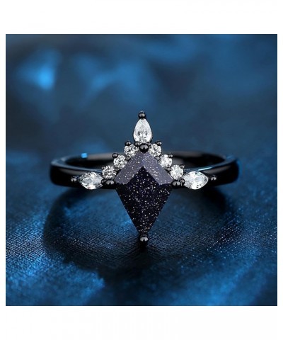 Black Women's Promise Ring with Blue Sandstone - Personalized Engraving Available Crown $23.97 Rings