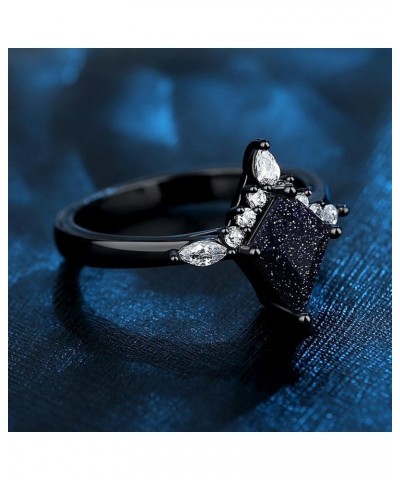 Black Women's Promise Ring with Blue Sandstone - Personalized Engraving Available Crown $23.97 Rings