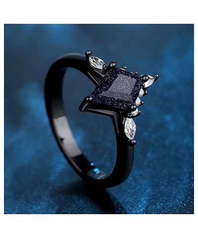 Black Women's Promise Ring with Blue Sandstone - Personalized Engraving Available Crown $23.97 Rings