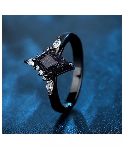 Black Women's Promise Ring with Blue Sandstone - Personalized Engraving Available Crown $23.97 Rings