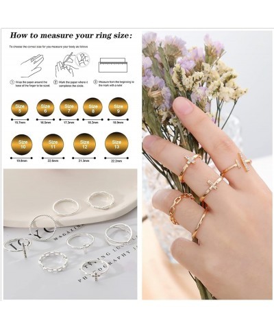 14K Gold Plated Stacking Rings Set for Women, Stackable Knuckle Thumb Rings Thin Dainty Silver Rings for Teen Girls Wedding E...