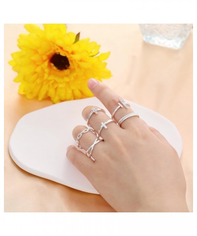 14K Gold Plated Stacking Rings Set for Women, Stackable Knuckle Thumb Rings Thin Dainty Silver Rings for Teen Girls Wedding E...