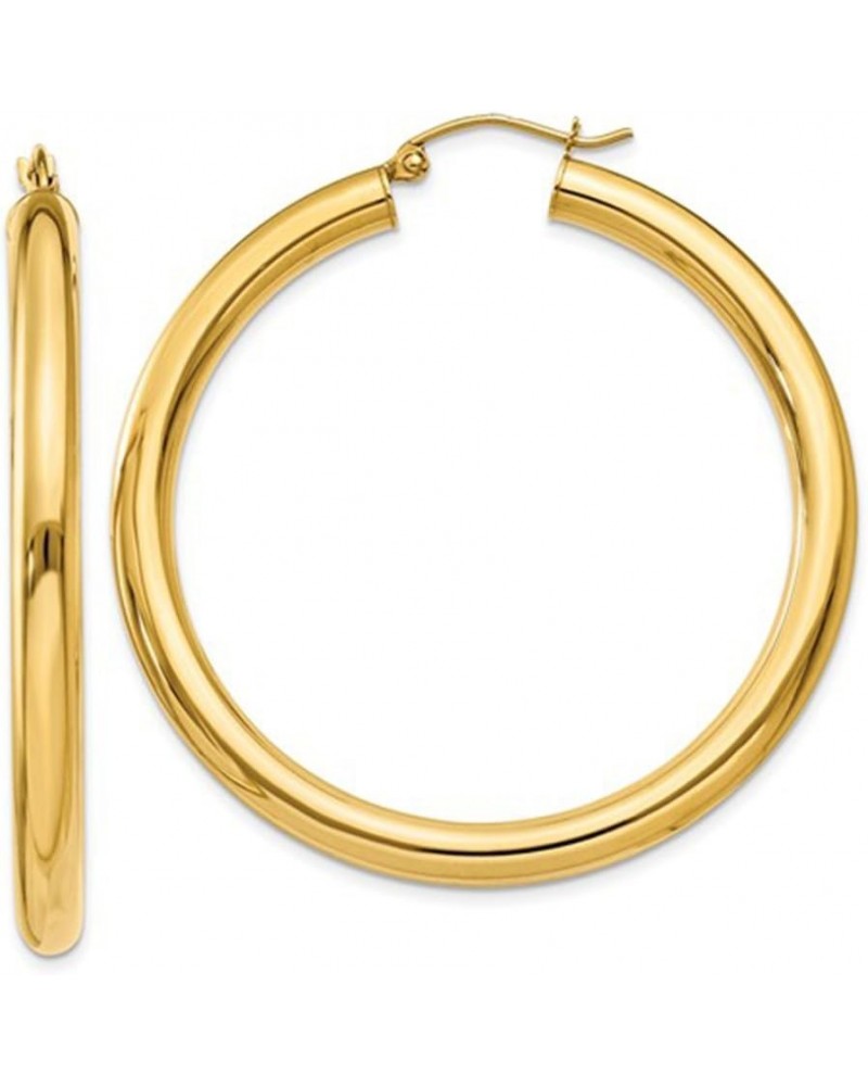 Large 14K Gold Thick Tube Hoop Earrings w/Click-Down Clasp, (4mm Tube) 45mm $169.73 Earrings