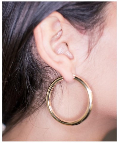 Large 14K Gold Thick Tube Hoop Earrings w/Click-Down Clasp, (4mm Tube) 45mm $169.73 Earrings