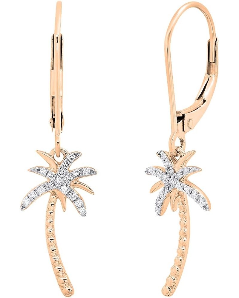 0.15 Carat (ctw) Round White Diamond Ladies Beaded Palm Tree Drop Earrings Rose Gold 18K $103.30 Earrings