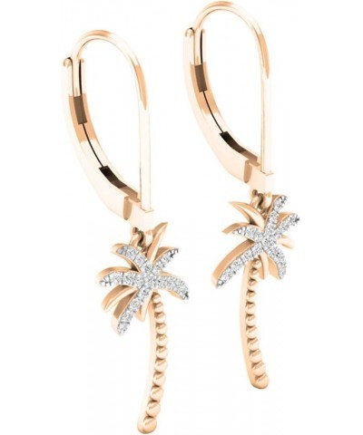 0.15 Carat (ctw) Round White Diamond Ladies Beaded Palm Tree Drop Earrings Rose Gold 18K $103.30 Earrings