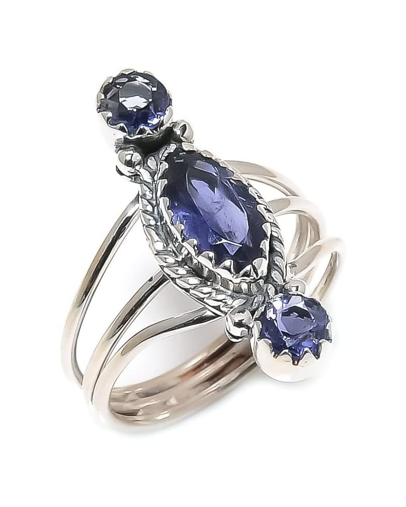 925 Sterling Silver Ring, Marquise Shape Handmade Gemstone, Adjustable iolite quartz $18.80 Rings