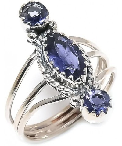 925 Sterling Silver Ring, Marquise Shape Handmade Gemstone, Adjustable iolite quartz $18.80 Rings