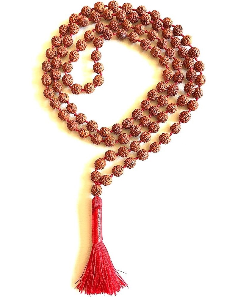 Rudraksha mala Beads necklace Rudraksh Japa 5 Mukhi (5 Face) Hand Knotted Prayer Beads Sizes 6mm 8mm 10mm 12mm Energized Chak...