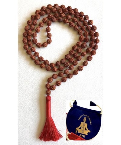 Rudraksha mala Beads necklace Rudraksh Japa 5 Mukhi (5 Face) Hand Knotted Prayer Beads Sizes 6mm 8mm 10mm 12mm Energized Chak...