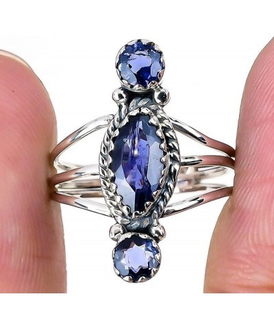 925 Sterling Silver Ring, Marquise Shape Handmade Gemstone, Adjustable iolite quartz $18.80 Rings