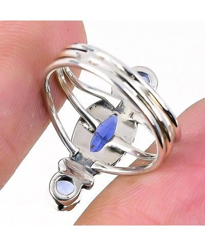 925 Sterling Silver Ring, Marquise Shape Handmade Gemstone, Adjustable iolite quartz $18.80 Rings