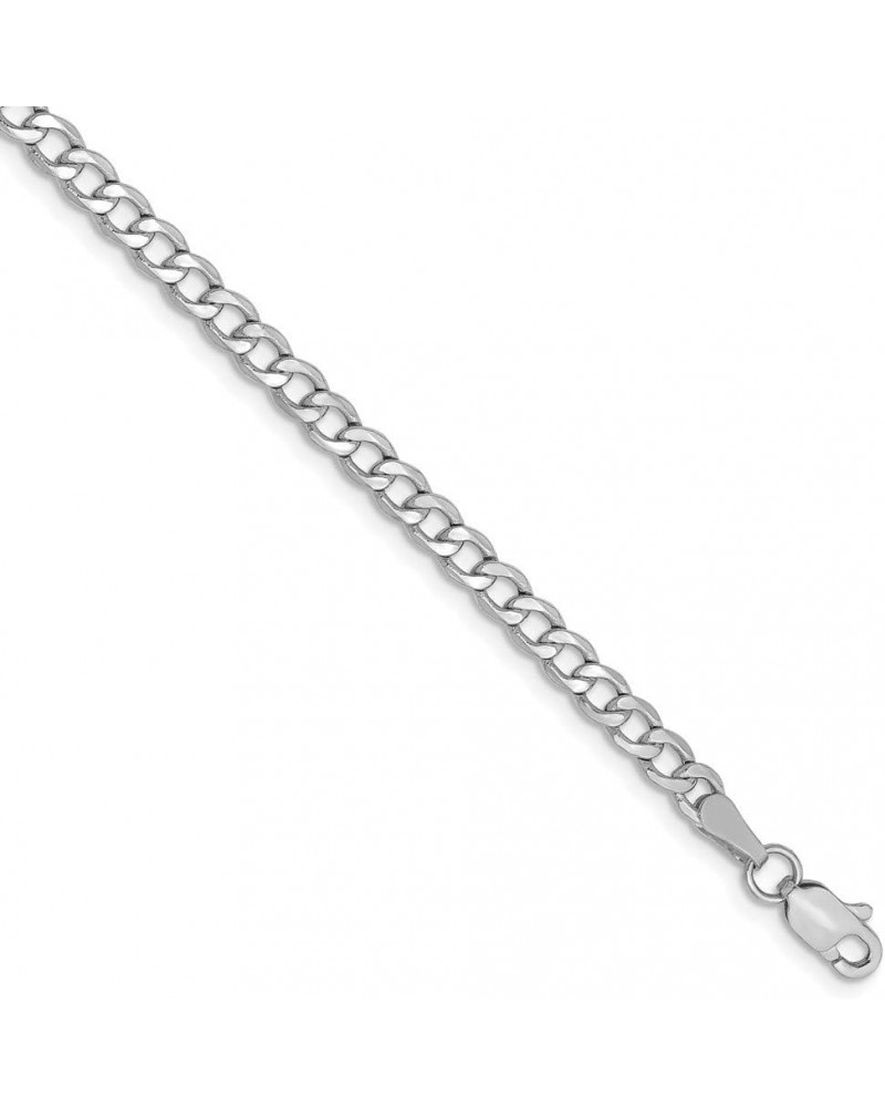 14k White Gold 3.35mm Curb Cuban Link Chain Necklace - with Secure Lobster Lock Clasp 8.0 Inches $140.58 Necklaces