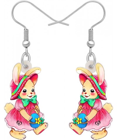 Acrylic Drop Dangle Easter Basket Bunny Hare Rabbit Earrings Jewelry For Women Girls Gift Charms Candy $7.14 Earrings