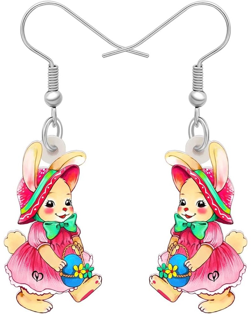 Acrylic Drop Dangle Easter Basket Bunny Hare Rabbit Earrings Jewelry For Women Girls Gift Charms Candy $7.14 Earrings