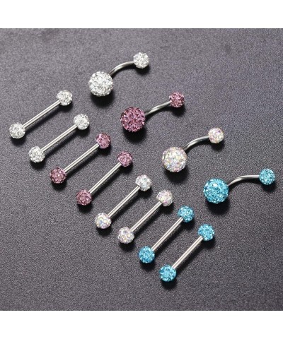 14G Nipplerings Nipple Tongue Belly Button Rings Stainless Steel Rhinestone Crystal Disco Ball Barbell Body Piercing Jewelry ...