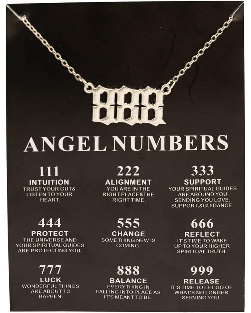 111 222 333 444 555 777 888 999 Angel Number Necklace with Black Meaningful Card Lucky Number Pendant Choker Numerology Jewel...