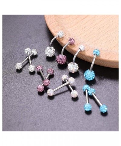 14G Nipplerings Nipple Tongue Belly Button Rings Stainless Steel Rhinestone Crystal Disco Ball Barbell Body Piercing Jewelry ...