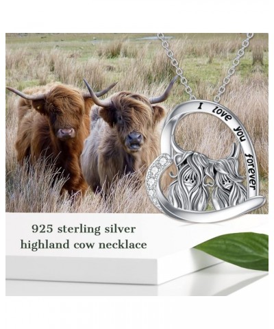 Valentine's Day Gifts for Her Women Mother Girls Cow Necklace for Women 925 Sterling Silver Cow/Highland Cow Pendant Necklace...