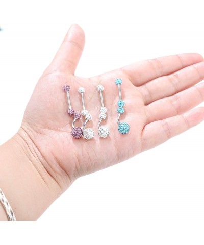 14G Nipplerings Nipple Tongue Belly Button Rings Stainless Steel Rhinestone Crystal Disco Ball Barbell Body Piercing Jewelry ...