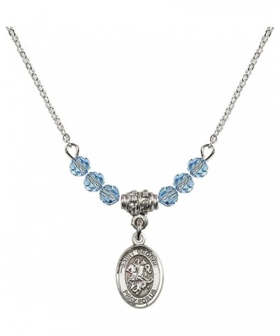 March Birth Month Bead Necklace with Catholic Patron Saint Petite Charm, 18 Inch Saint George $26.60 Necklaces