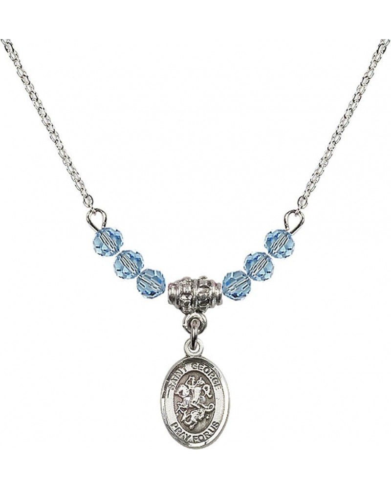 March Birth Month Bead Necklace with Catholic Patron Saint Petite Charm, 18 Inch Saint George $26.60 Necklaces