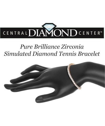 Simulated Diamond Tennis Bracelet, Pure Brilliance Zirconia, Sterling Silver 5.0ct, 7.50ct, 10ct, 17.50ct, 22ct 8" rose gold-...