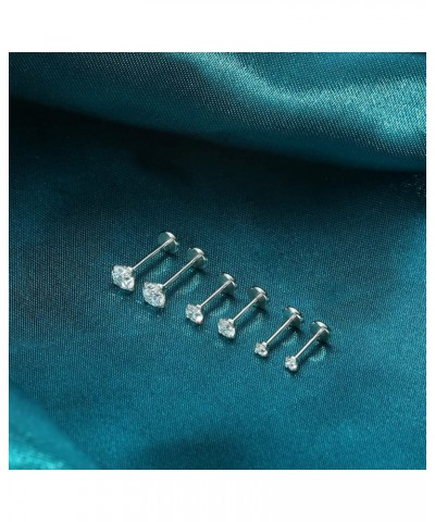 20G Flat Back Earrings Stud Threadless Tragus Cartilage Lip Medusa Piercing Jewelry Hypoallergenic Silver,20G 2/3/4mm CZ $9.0...