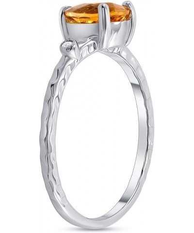 Solid 14k Gold Diamond and Pear-Shaped Genuine Citrine Stackable Ring White Gold $74.80 Rings