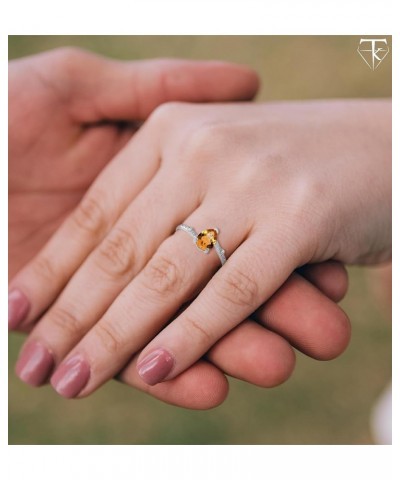 Solid 14k Gold Diamond and Pear-Shaped Genuine Citrine Stackable Ring White Gold $74.80 Rings